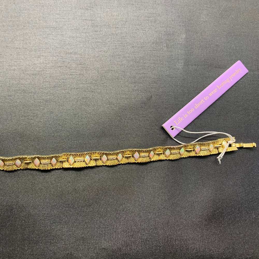 Melinda Maria Gold and Iridescent Gem Bracelet